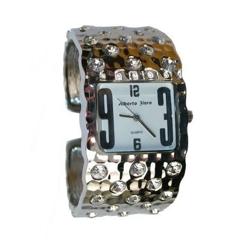 Montre bracelet femme Alberto Fioro,  argentée et strass -70%